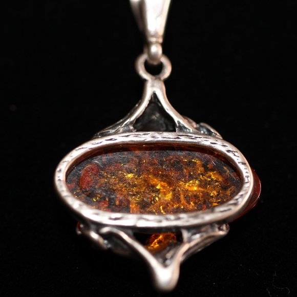 Sterling Silver Amber Necklace (SN0001) - Picture 4 of 8